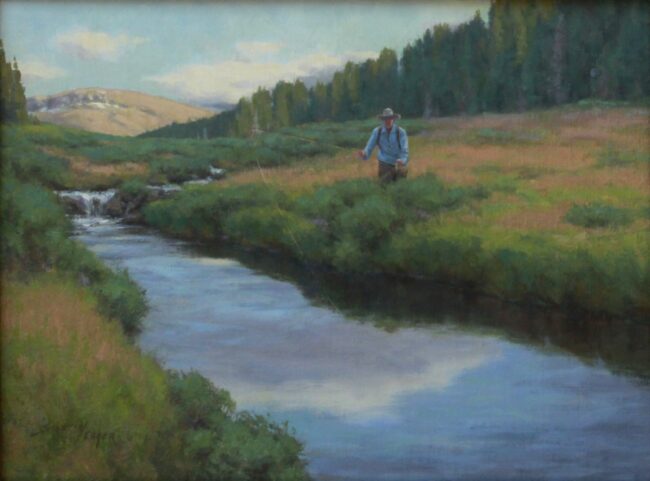 Scott Yeager Painting High Country Fishing Oil on Board