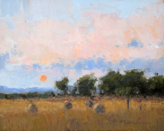 Kate Kiesler Painting Sun Low on the Horizon Oil on Board