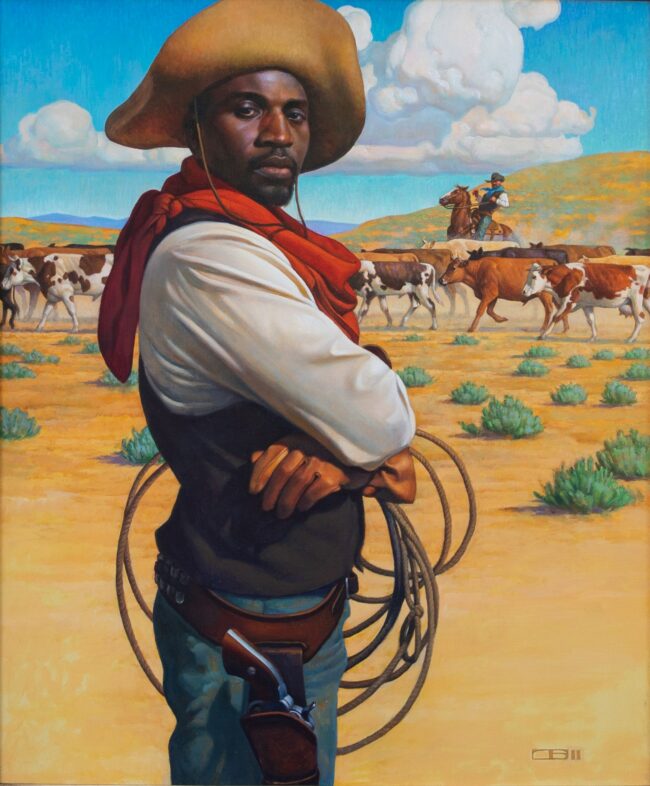 Thomas Blackshear II Painting Cattle Drive Oil on Canvas