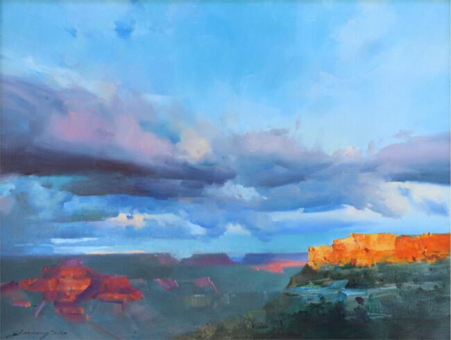 Zhaoming Wu Painting Dusk in Canyon Oil on Canvas