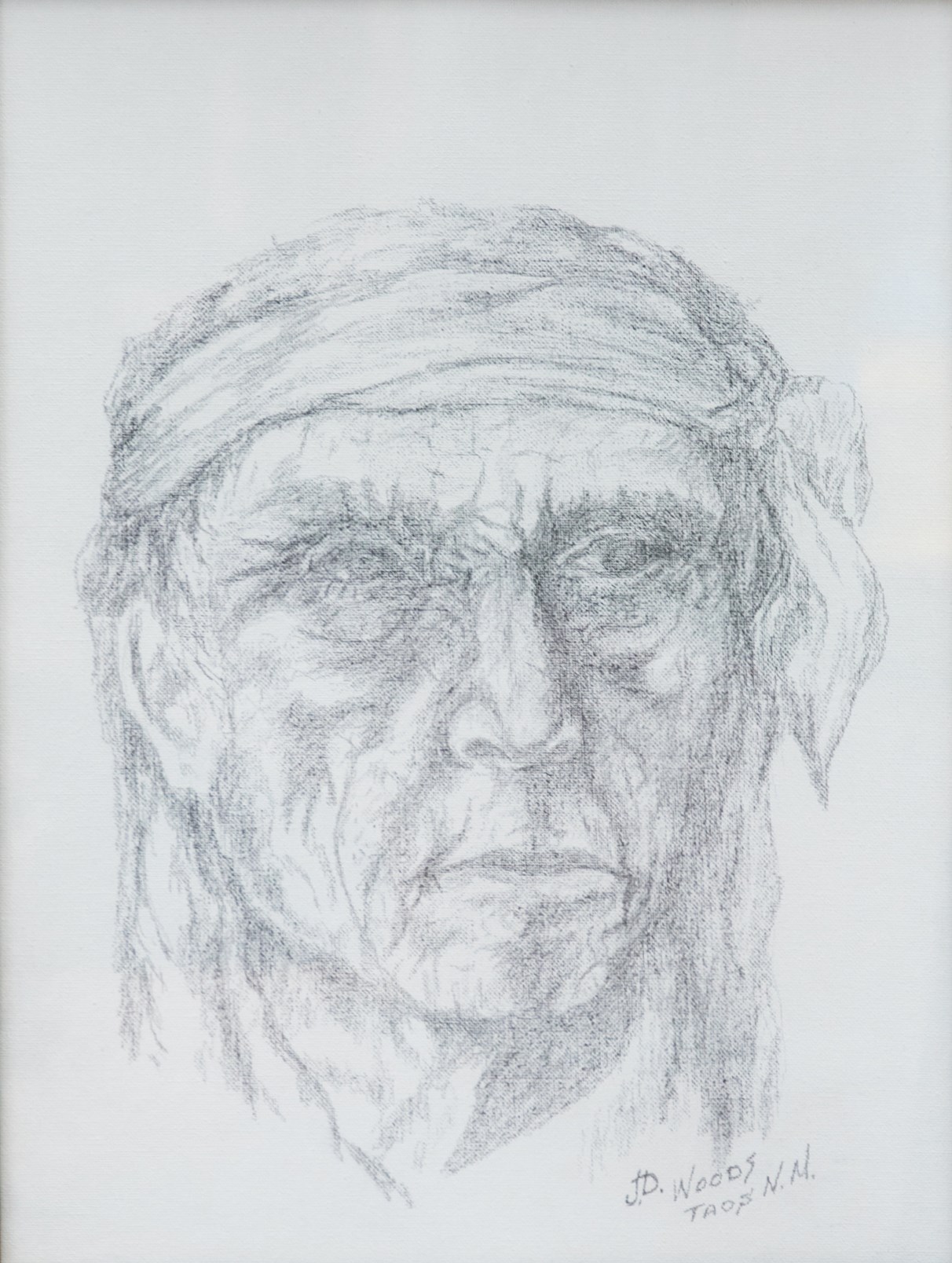 J.D. Woods Drawing Indian Face Graphite