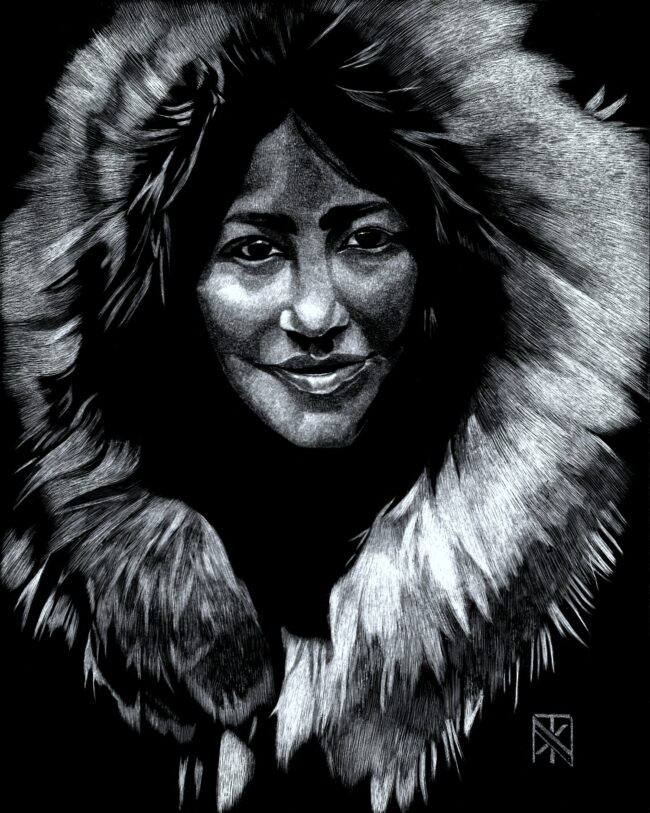 Nelson Tucker Scratchboard Inuk Radiance Scratchboard