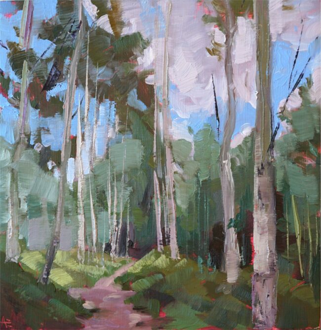 Attie Schuler Painting Peace in the Grove Oil on Panel