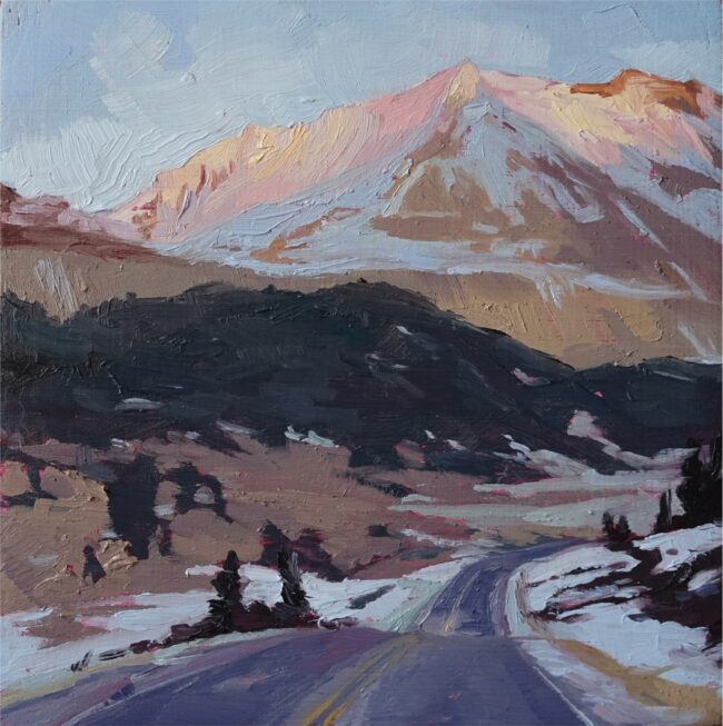 Attie Schuler Painting Winter Drive Oil on Panel