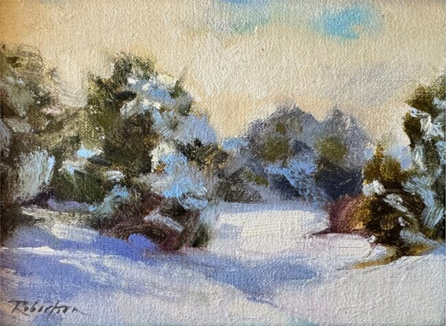 Cecilia Robertson Painting Spring Snow Oil on Linen