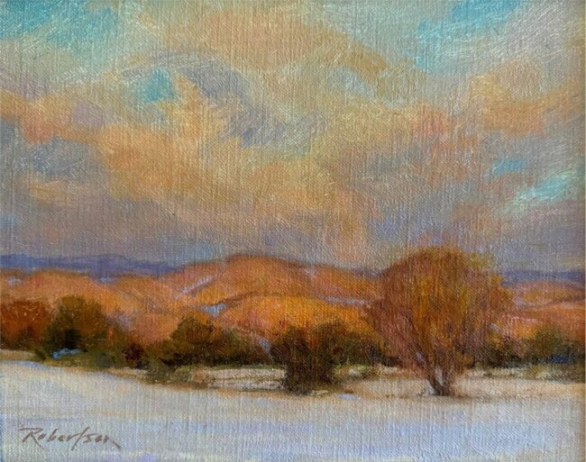 Cecilia Robertson Painting Winter's Warmth Oil on Linen