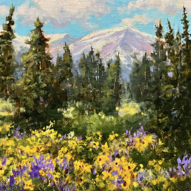 Cheryl St. John Painting Mountain Lupine Oil on Linen Panel