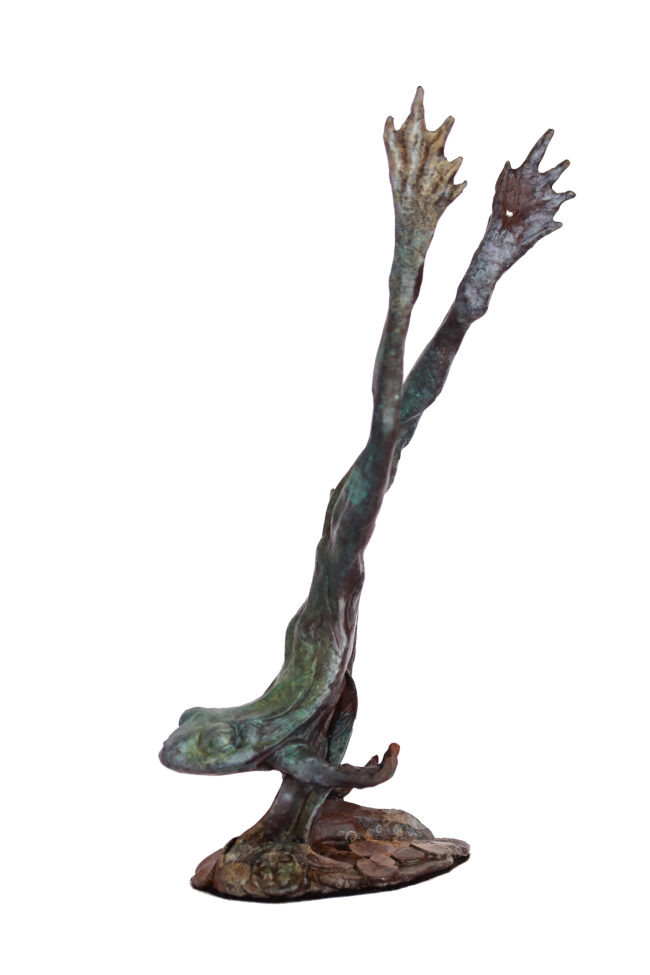 Dan Chen Sculpture Diving Frog Bronze