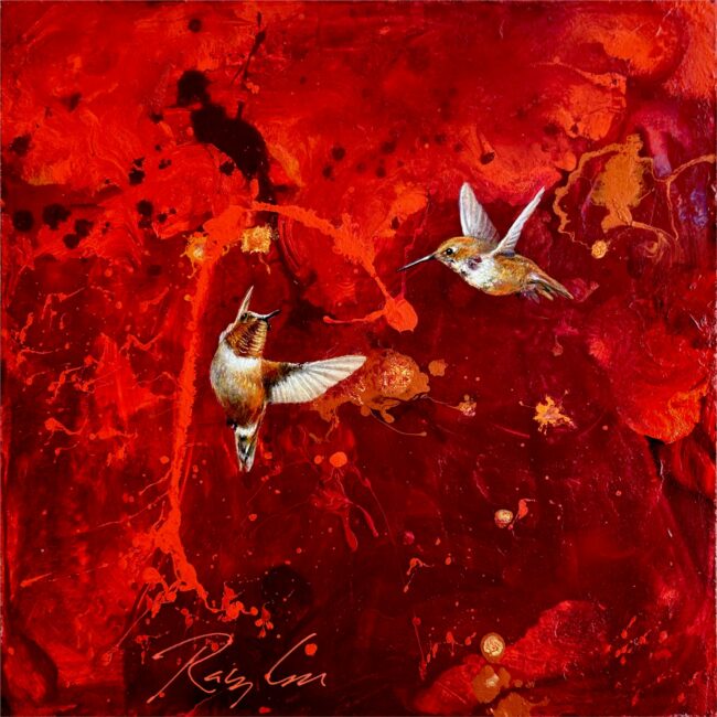 Greg Ragland Painting Flight in Red Acrylic on Panel