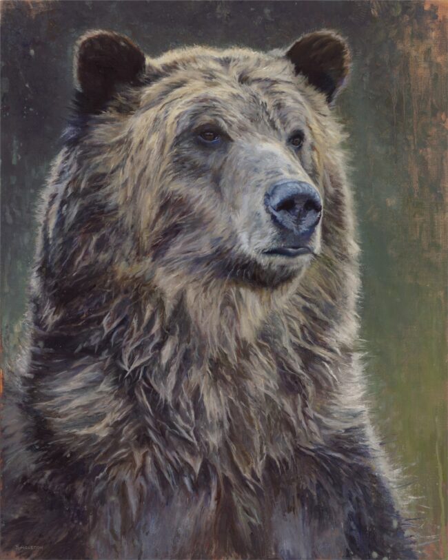 Kelly Singleton Painting Grizzly - Feared and Revered Oil on Linen Panel