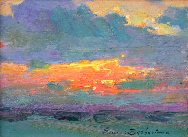 Ovanes Berberian Painting Late Sunset Oil on Panel