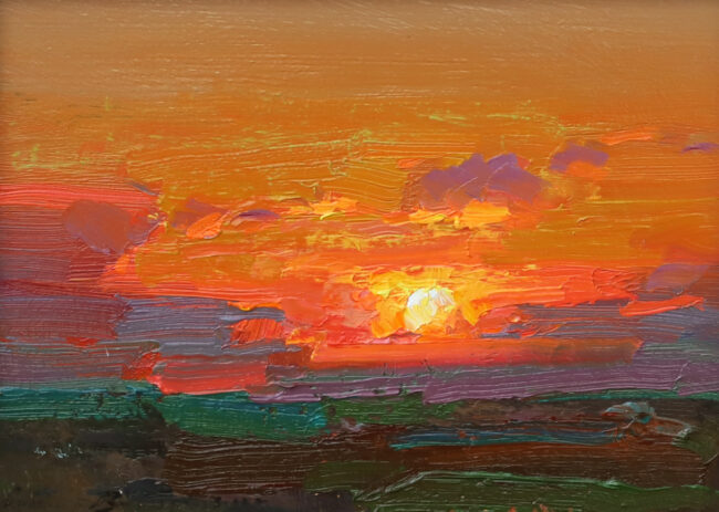 Ovanes Berberian Painting Summer Sunset Glow Oil on Panel