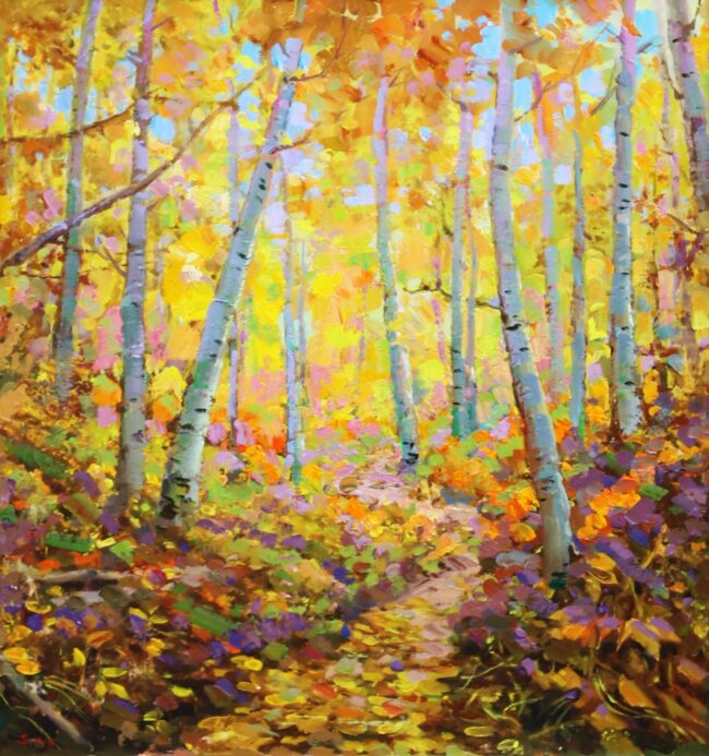 Shundong Yang Painting Aspen Trail Oil on Canvas