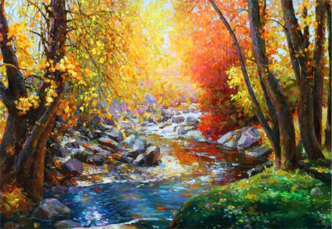 Shundong Yang Painting Broadmoor River Oil on Canvas