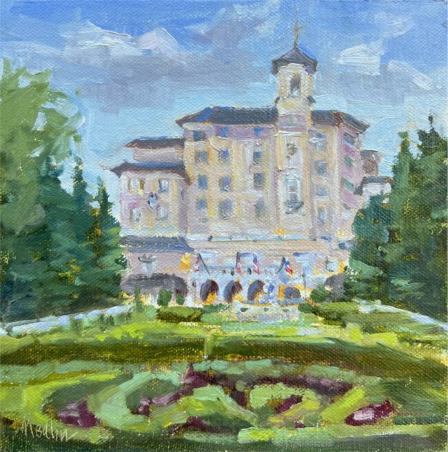 Tammy Medlin Painting Checking in at the Broadmoor Oil on Canvas