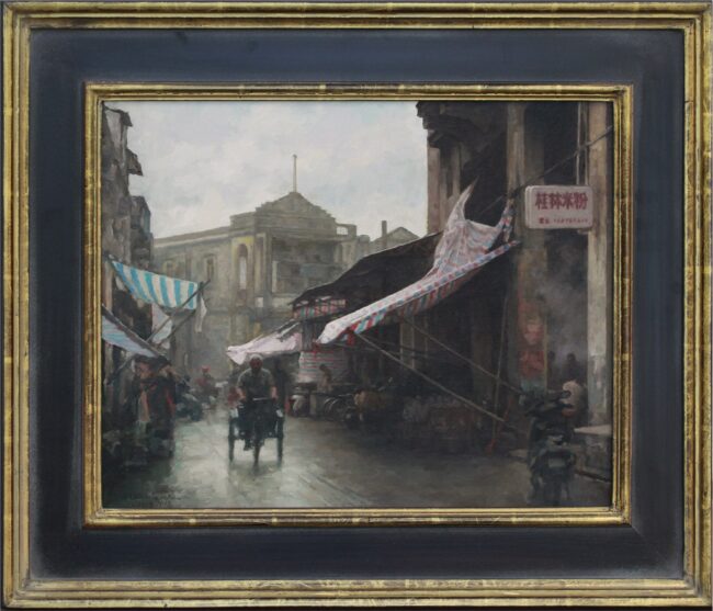 Street Scene in China Oil on Canvas