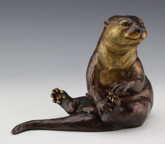 Mark Dziewior Sculpture Otterly Loveable Bronze