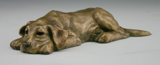 Mark Dziewior Sculpture Tuckered Out - Yellow Patina Bronze