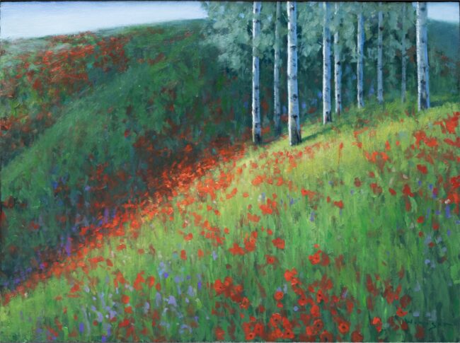 Seth Winegar Painting Mountainside Poppies Oil on Panel