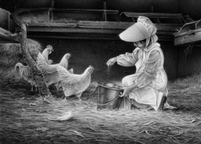 Andy Mast Reproduction Compassion in the Chicken Coop Reproduction on Aluminum