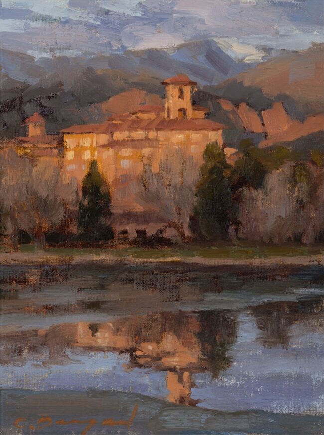 Chula Beauregard Painting Broadmoor Alpenglow Oil on Linen Panel