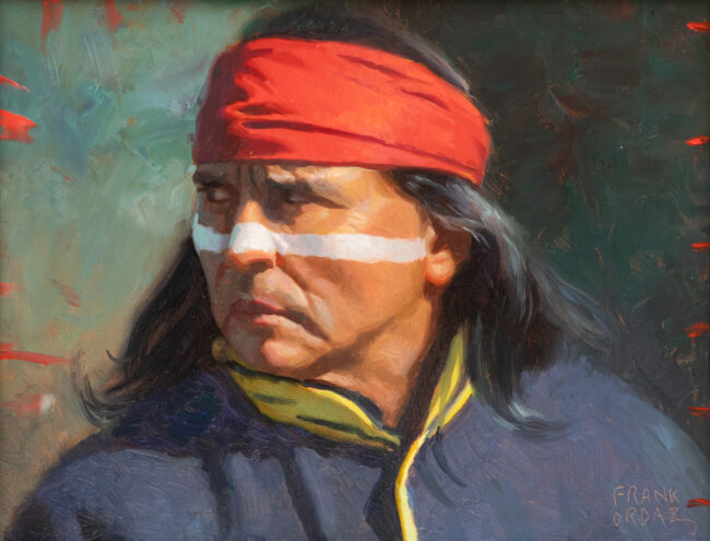 Frank Ordaz Painting Looking Apache Oil on Panel