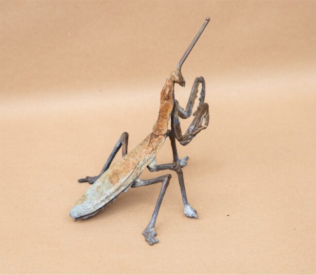 Dan Chen Sculpture Praying Mantis - Brown Patina Bronze