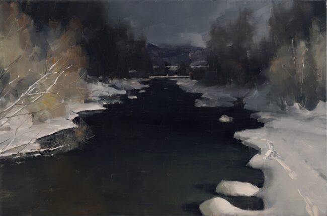 Dave Santillanes CA Painting Light from the Bridge - Study Oil on Panel