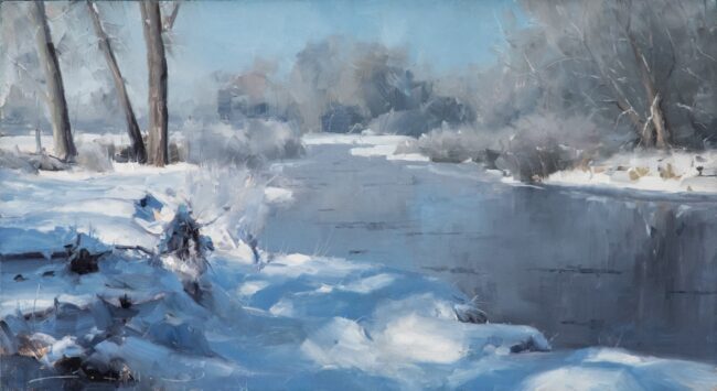 Dave Santillanes CA Painting The Cache la Poudre River - Study Oil on Panel