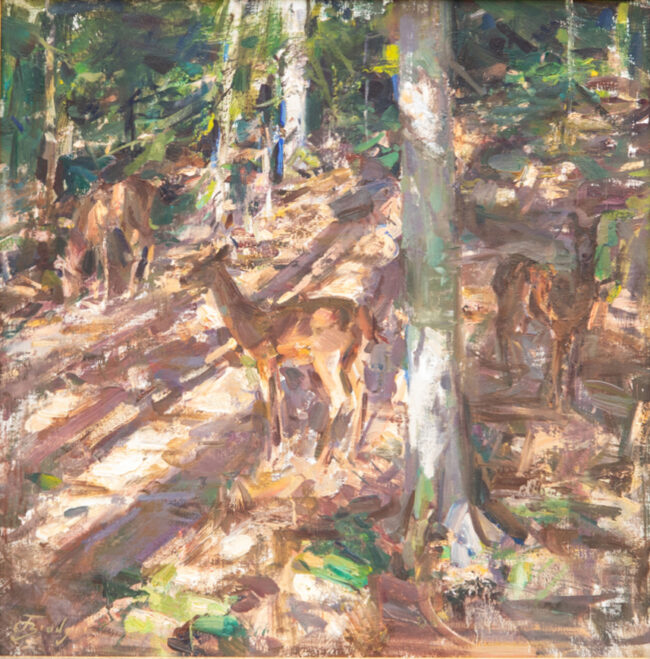 Jared Brady Painting Woodland Encounter Oil on Linen Panel