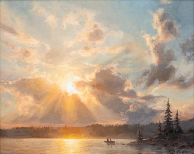 Kathleen Hudson Painting Lake Sunset Oil on Linen