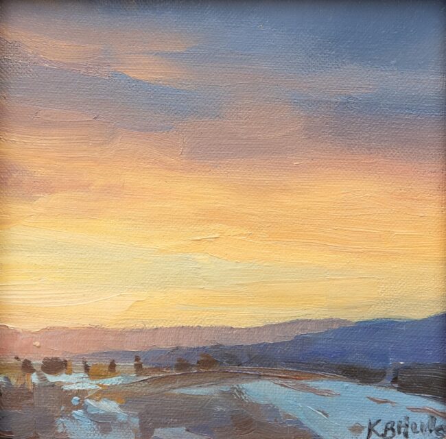 Kathleen Hudson Painting Winter Sunset Color Oil on Linen