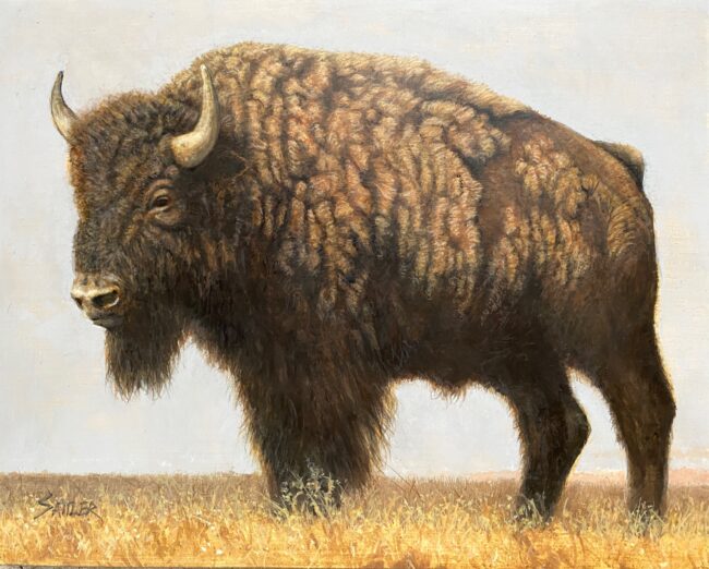 Kirby Sattler Painting Buffalo Song Acrylic on Board