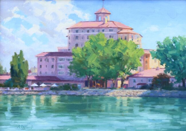 Richard Dahlquist Painting Strolling at the Broadmoor Oil on Canvas