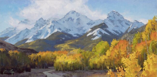 Robbie Moore Painting Fall in the Rockies Oil on Canvas