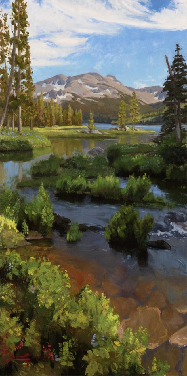 Robbie Moore Painting Mountain Waters Oil on Canvas